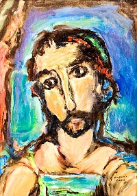 visage du Christ, huile sur toile - d’après G. Rouault